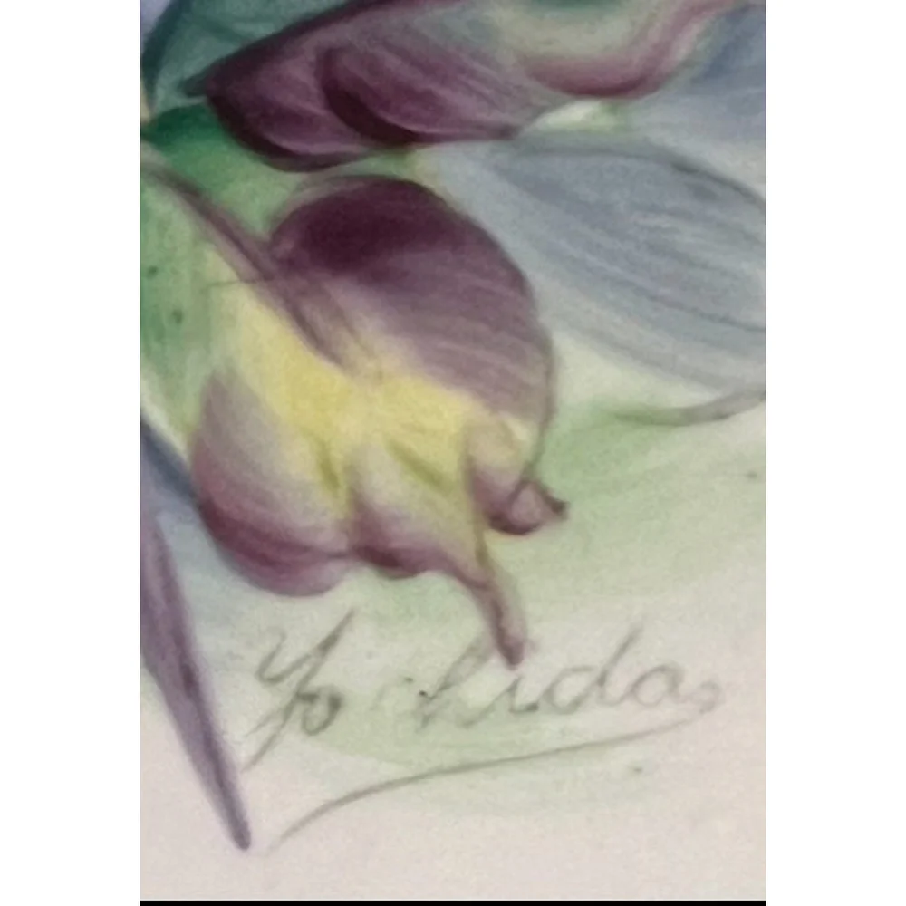 Gold Rimmed Cottagecore Plate Handpainted Rare Vintage Floral Pink & Yellow Gift